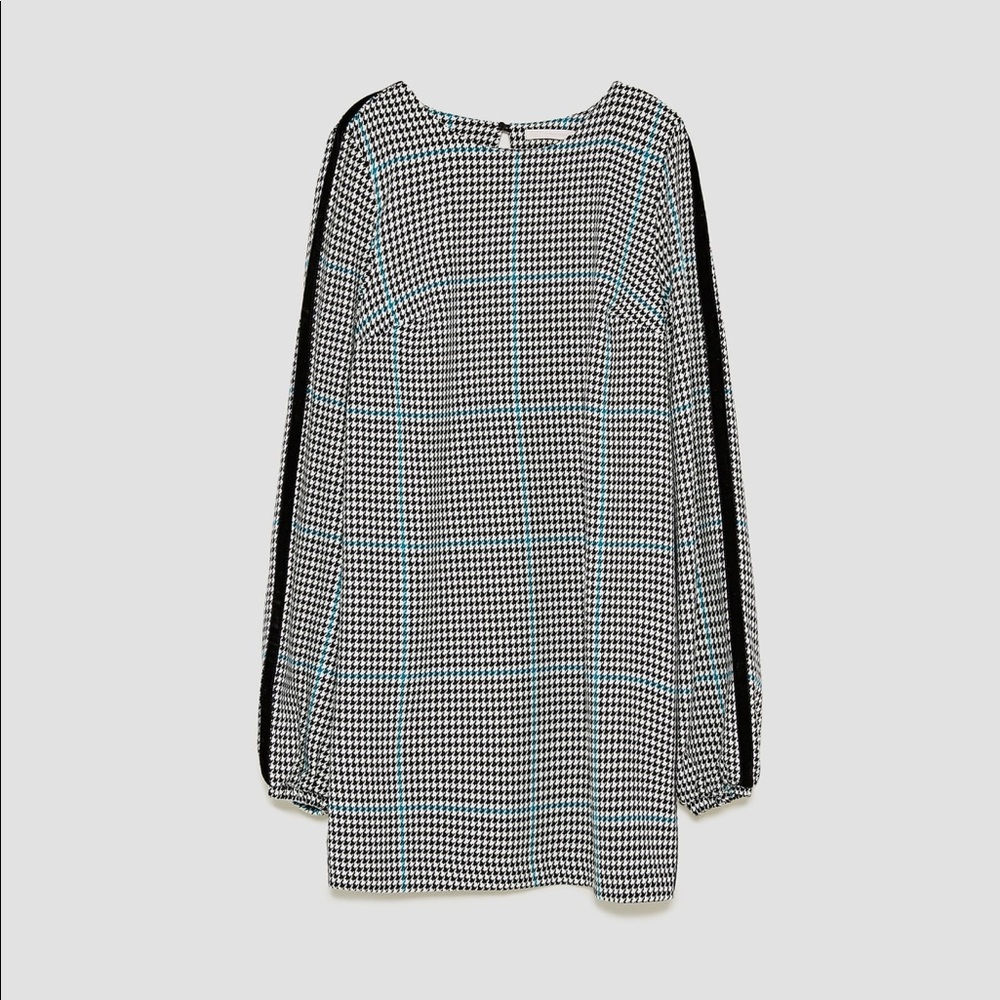LAST CHANCE! Zara checked dress with velvet strips - Picture 4 of 5